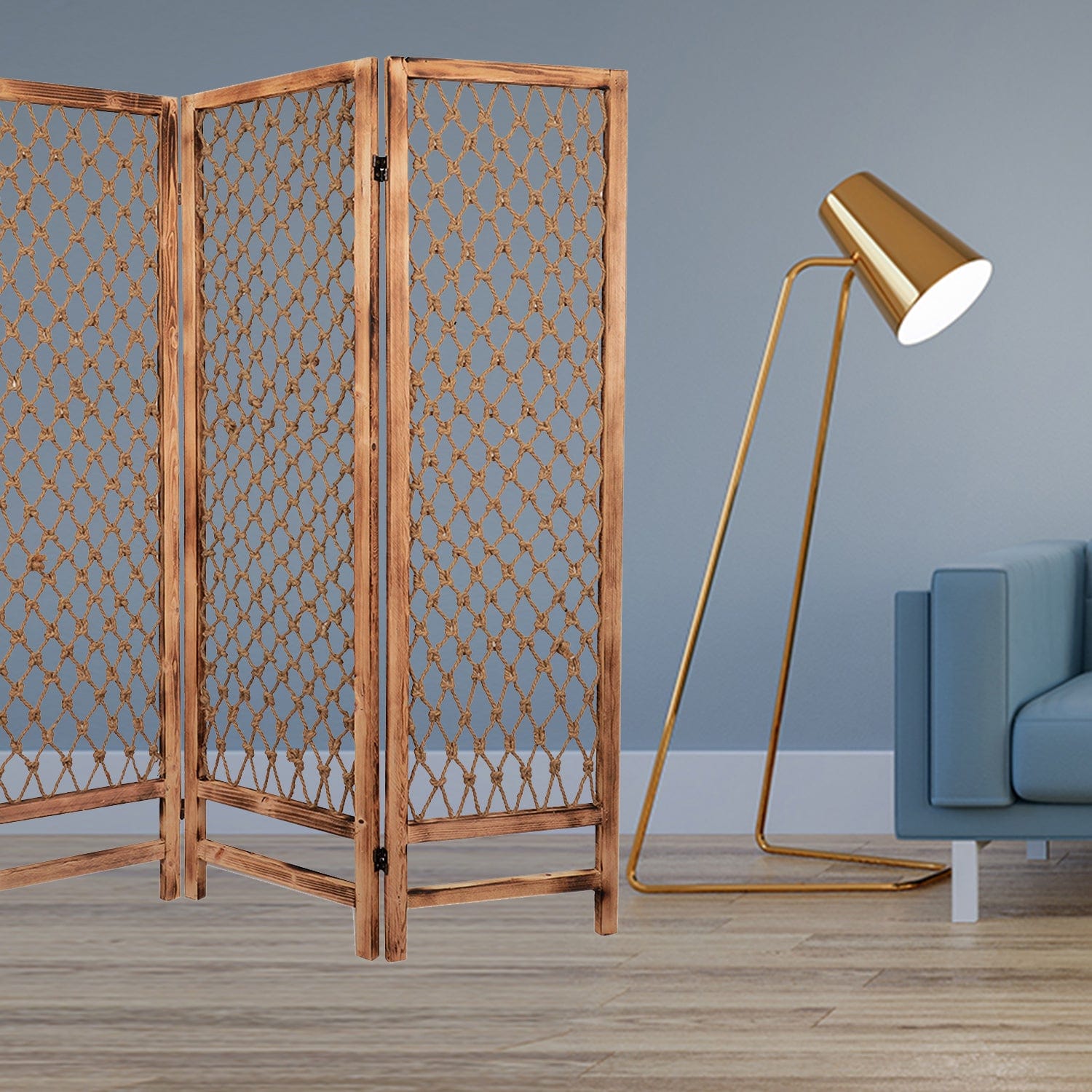 60 X 69 Natural Rope Wooden Screen - Homeroots - Flyclothing LLC