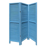 Blue Finish Wood Shutter 3 Panel Room Divider Screen - Homeroots
