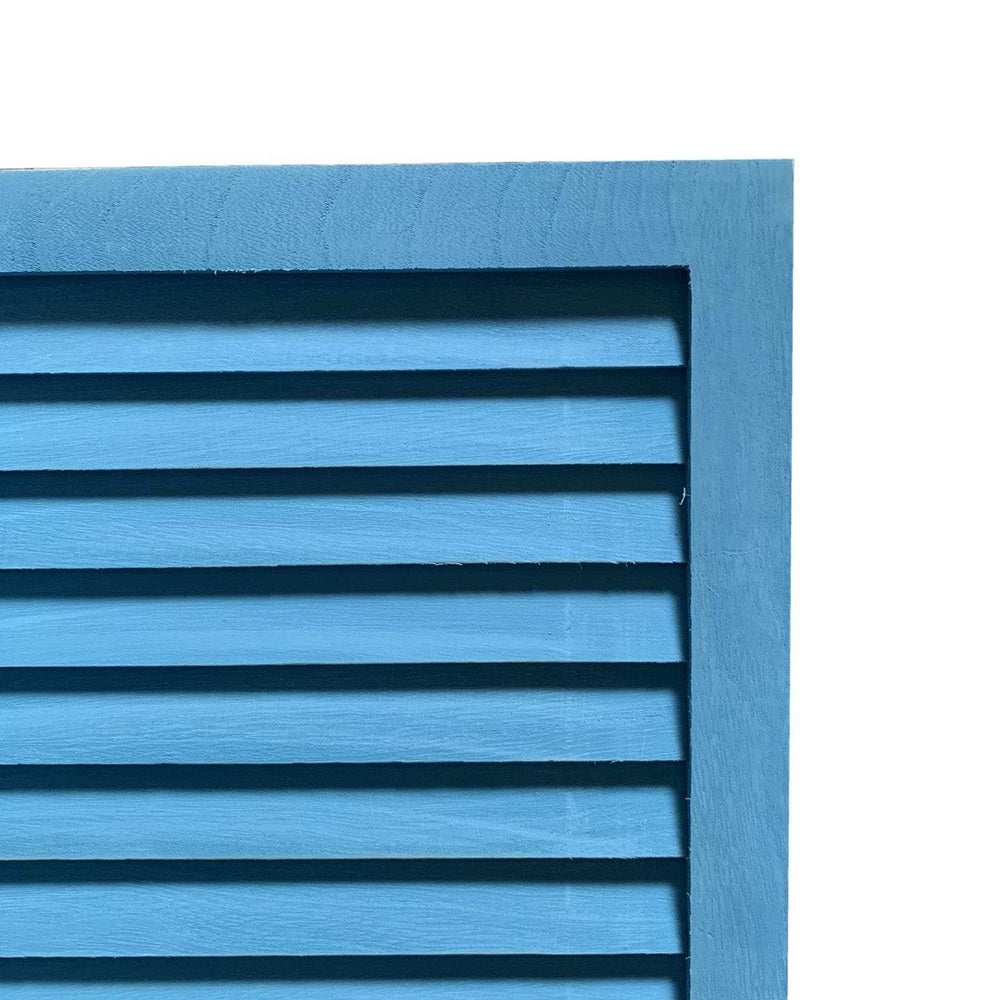 Blue Finish Wood Shutter 3 Panel Room Divider Screen - Homeroots - Flyclothing LLC