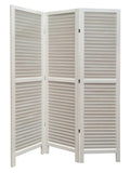 White Finish Wood Shutter 3 Panel Room Divider Screen - Homeroots