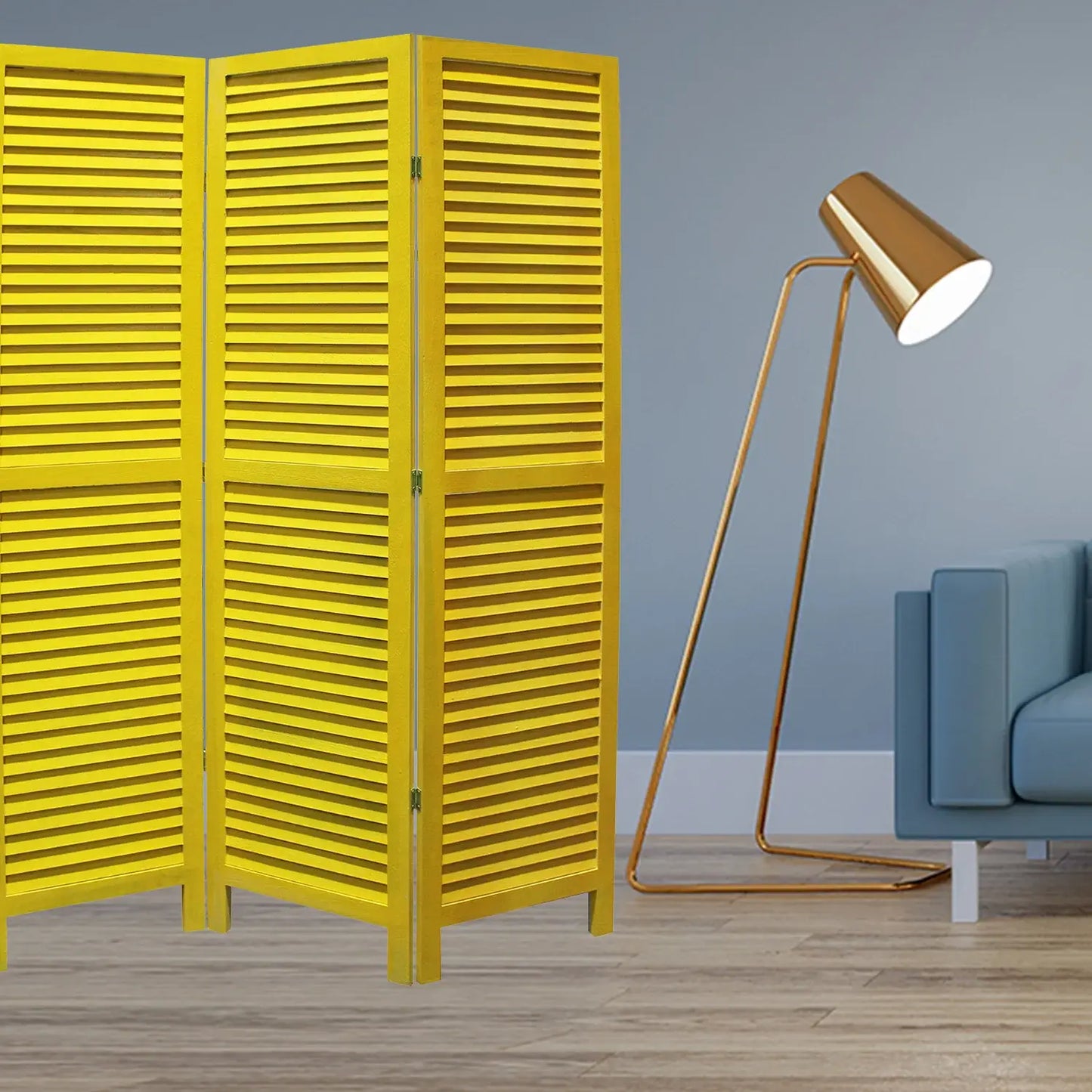 48 X 67 Yellow Wood Shutter - Screen - Homeroots - Flyclothing LLC