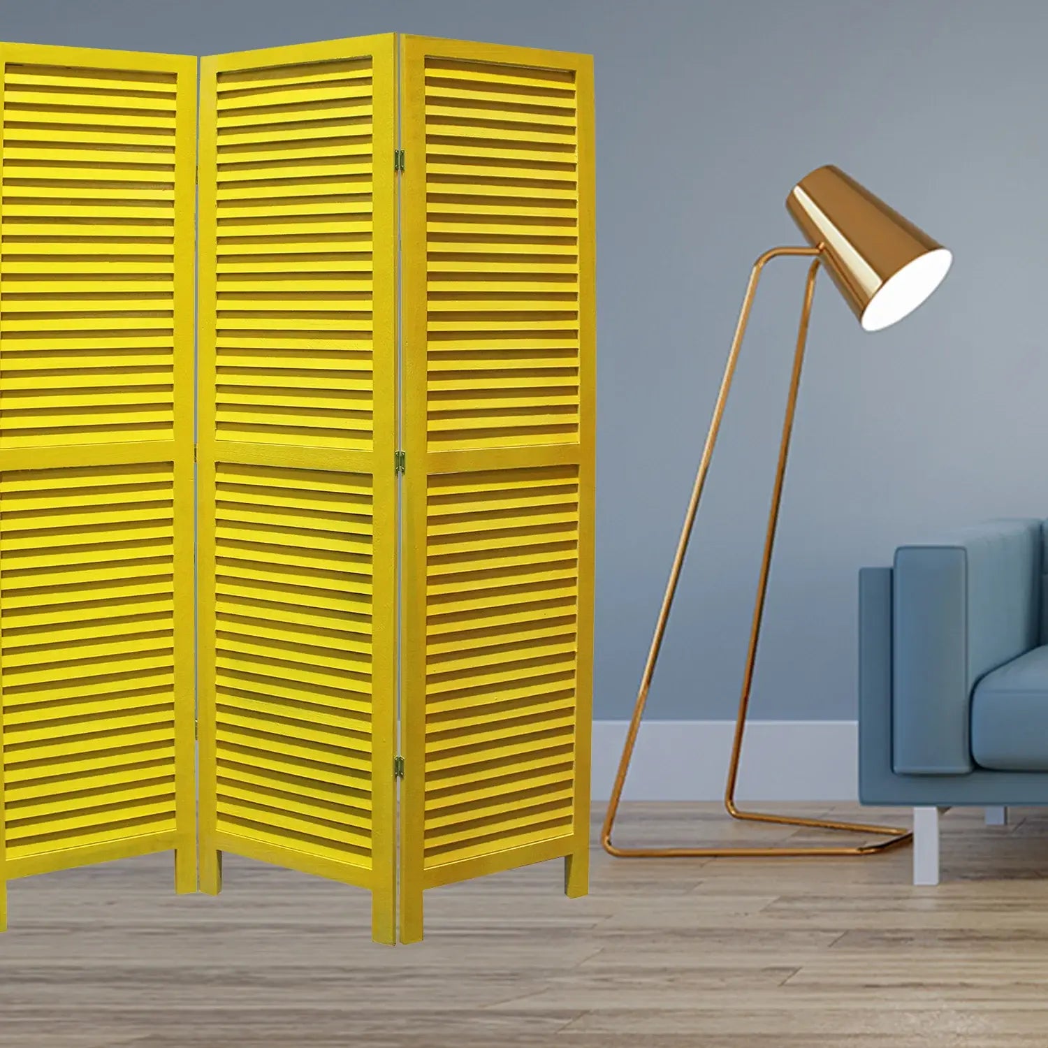 48 X 67 Yellow Wood Shutter - Screen - Homeroots - Flyclothing LLC