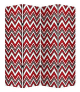 84" X 84" Red And Gray Wood Canvas Screen - Homeroots - Flyclothing LLC