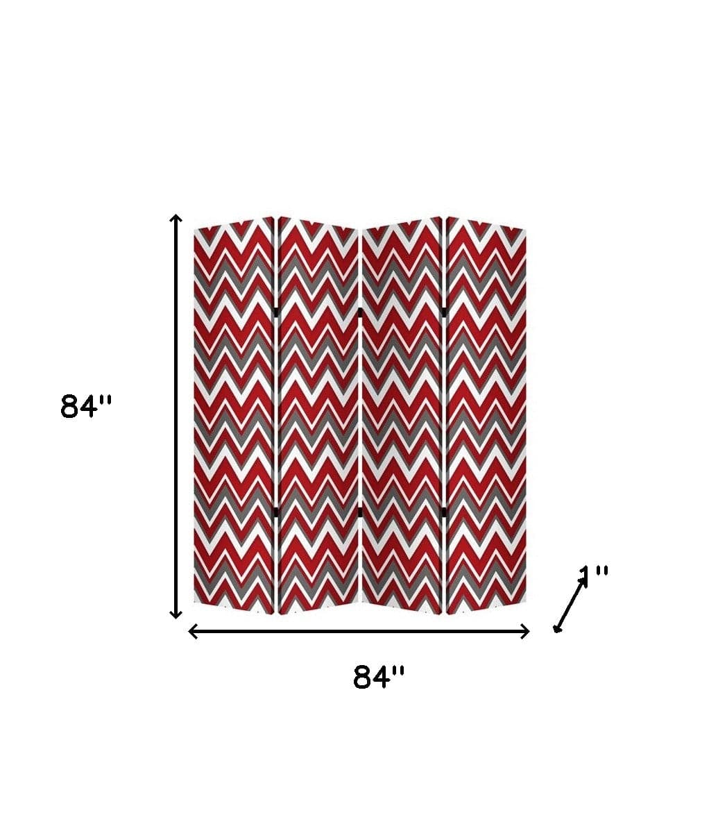 84" X 84" Red And Gray Wood Canvas Screen - Homeroots - Flyclothing LLC