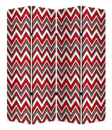 84" X 84" Red And Gray Wood Canvas Screen - Homeroots - Flyclothing LLC