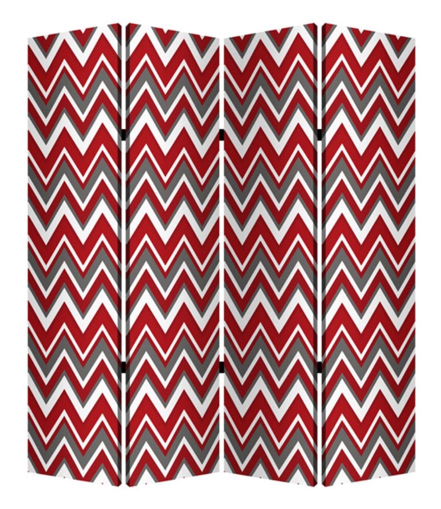 84" X 84" Red And Gray Wood Canvas Screen - Homeroots - Flyclothing LLC