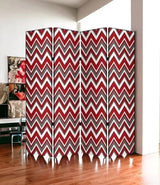 84" X 84" Red And Gray Wood Canvas Screen - Homeroots - Flyclothing LLC