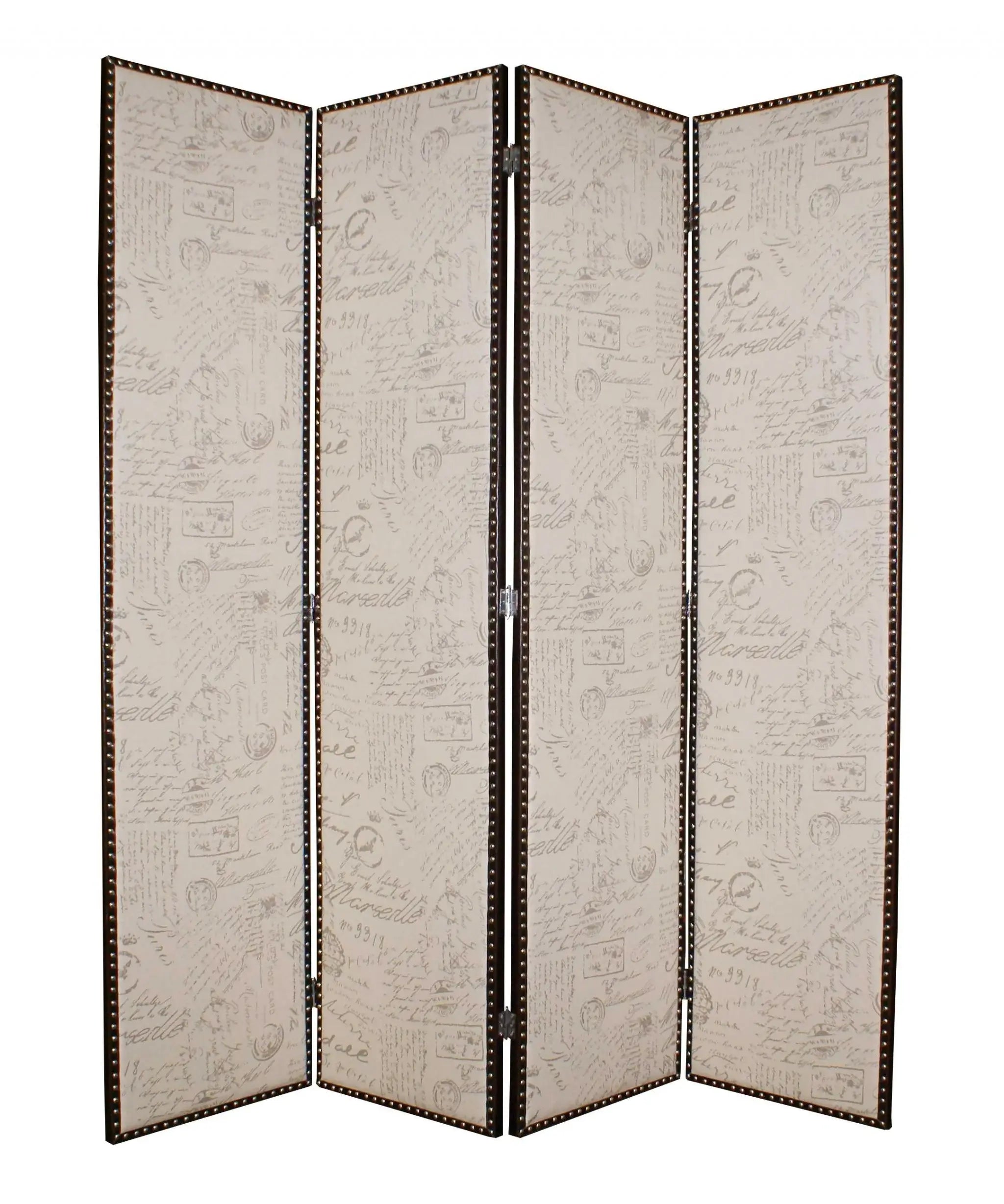 84 X 84 Tan Wood & Fabric Screen - Homeroots - Flyclothing LLC