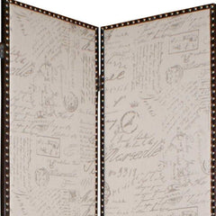 84 X 84 Tan Wood & Fabric  Screen - Homeroots