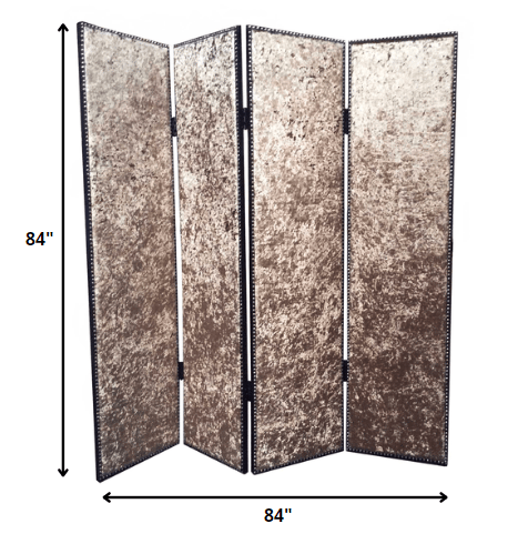 84 X 84 Bronze Wood & Fabric  Screen - Homeroots