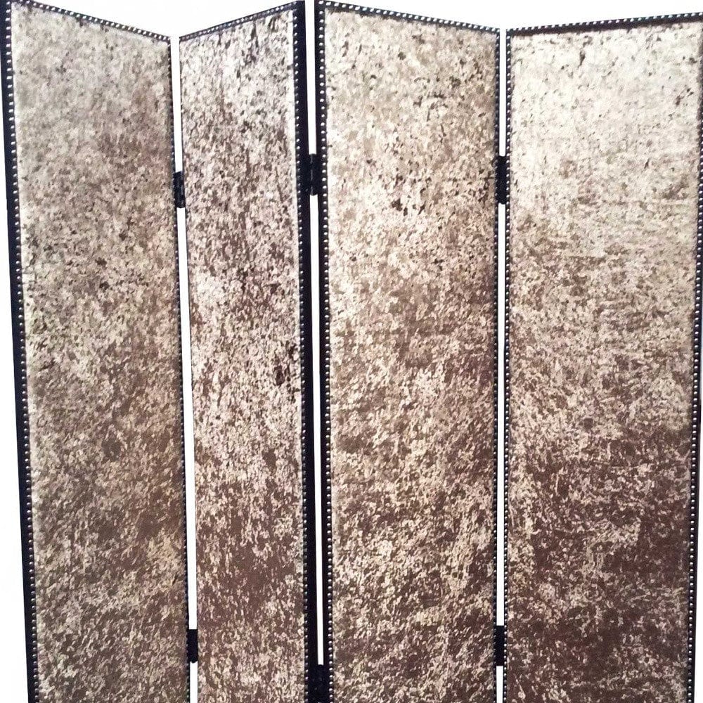 84 X 84 Bronze Wood & Fabric  Screen - Homeroots