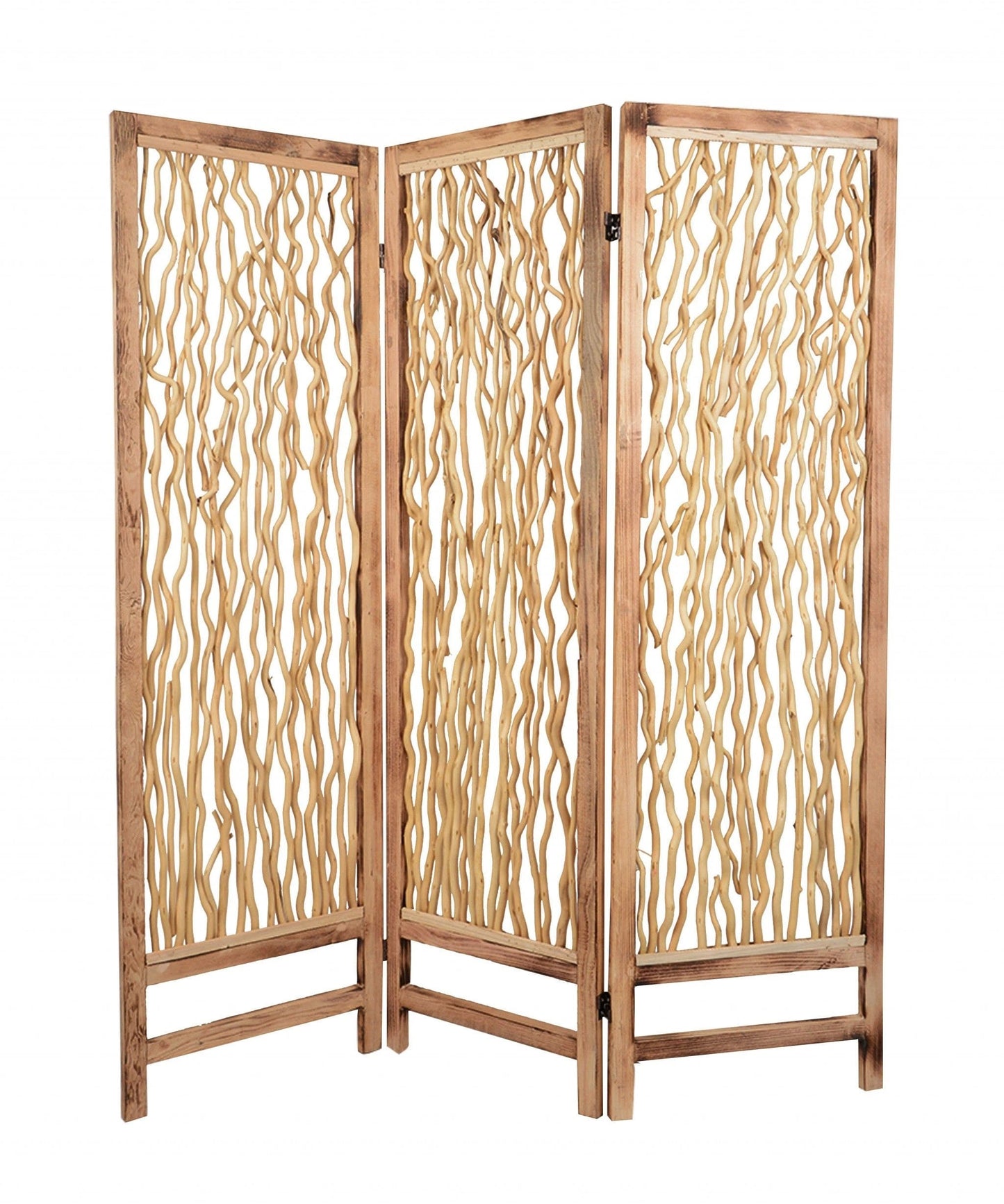60 X 69 Brown 3 Panel Wood Foldable Screen - Homeroots - Flyclothing LLC