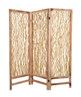 60 X 69 Brown 3 Panel Wood Foldable Screen - Homeroots - Flyclothing LLC
