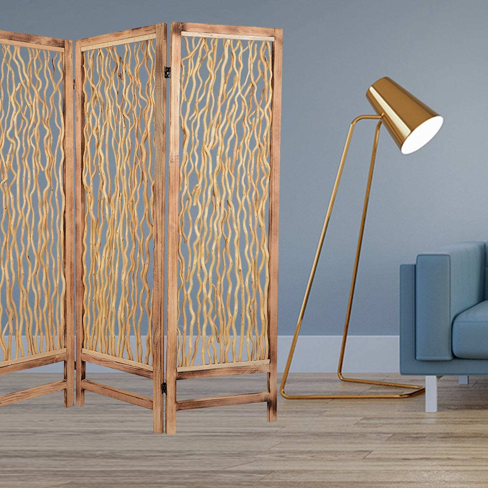 60 X 69 Brown 3 Panel Wood Foldable Screen - Homeroots - Flyclothing LLC