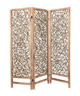 60 X 69 Brown 3 Panel Wood Foldable Screen - Homeroots - Flyclothing LLC