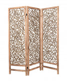 60 X 69 Brown 3 Panel Wood Foldable Screen - Homeroots - Flyclothing LLC