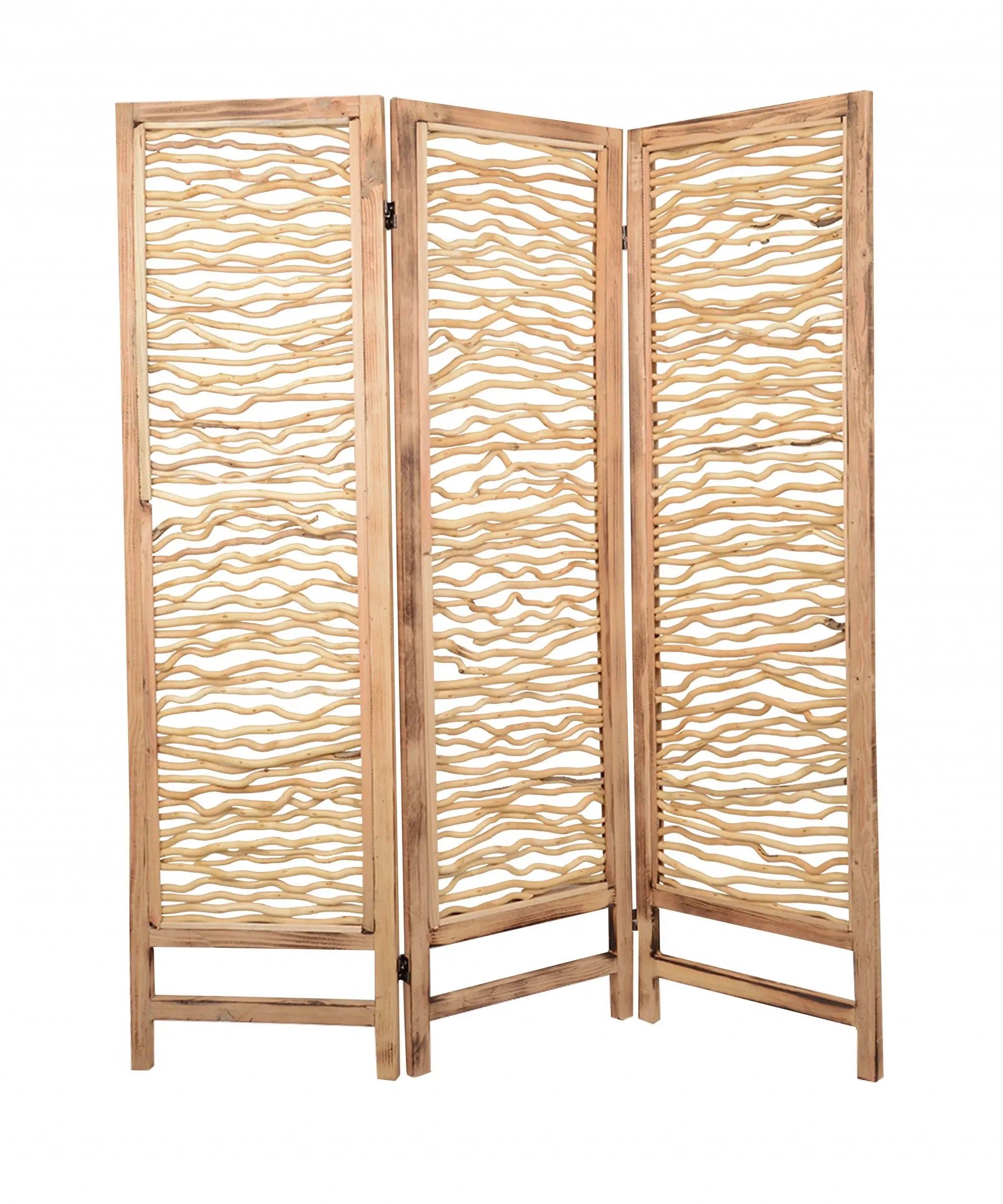 60 X 69 Brown 3 Panel Wood Foldable Screen - Homeroots - Flyclothing LLC