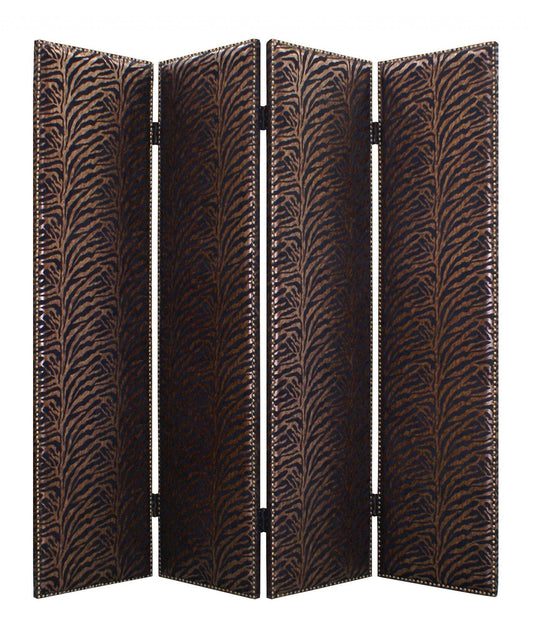 84 X 84 Bronze Wood & Fabric  Screen - Homeroots