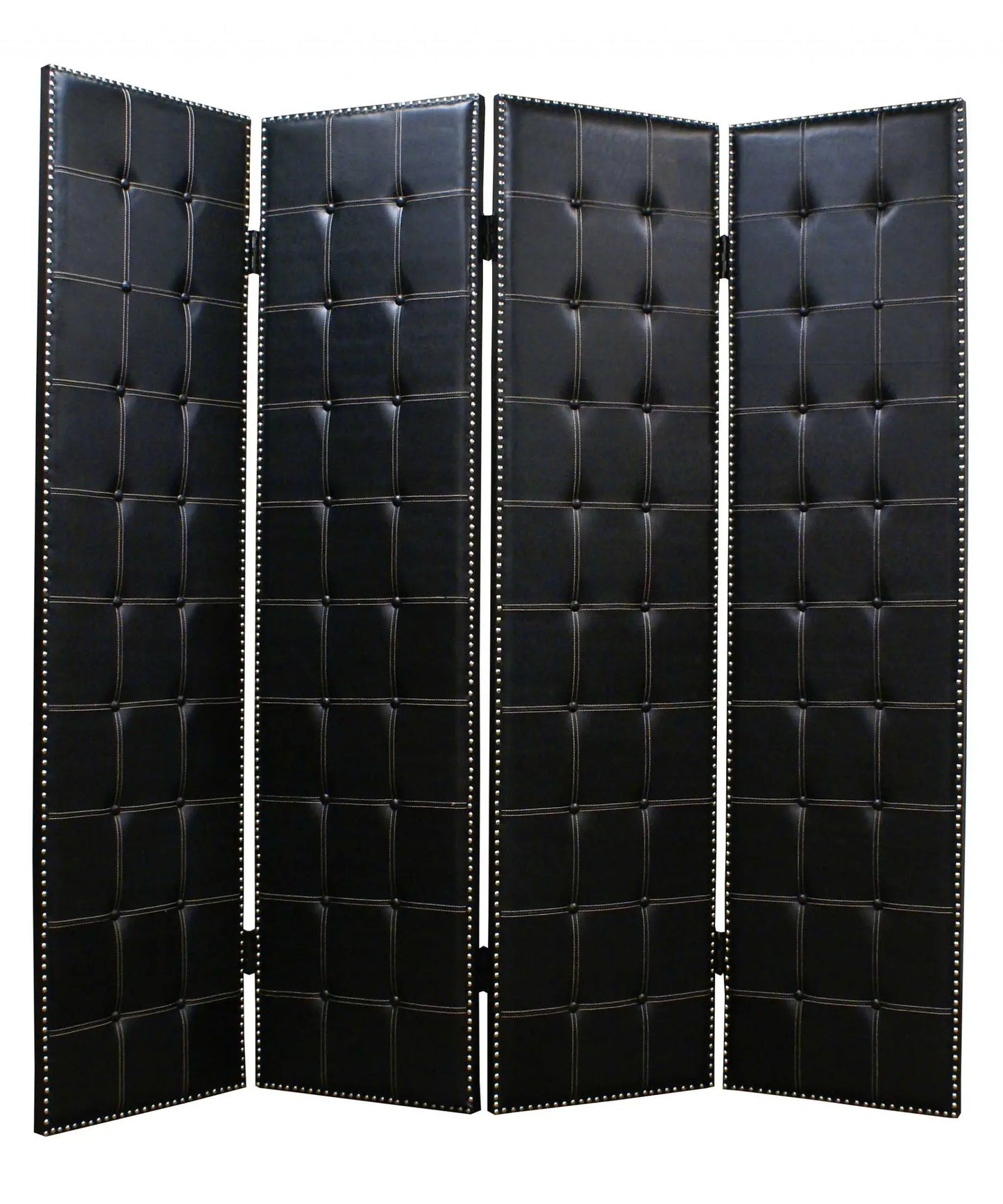 84 X 84 Black Faux Leather Screen - Homeroots - Flyclothing LLC