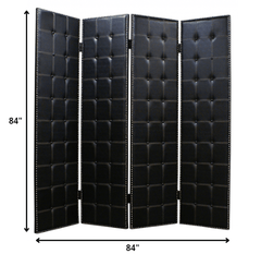 84 X 84 Black Faux Leather  Screen - Homeroots