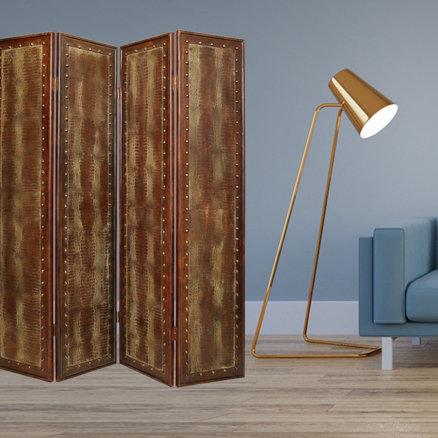 76" X 84" Brown Faux Leather Reptillian Screen - Homeroots - Flyclothing LLC