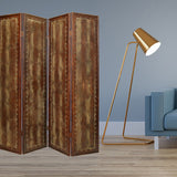 76" X 84" Brown Faux Leather Reptillian  Screen - Homeroots