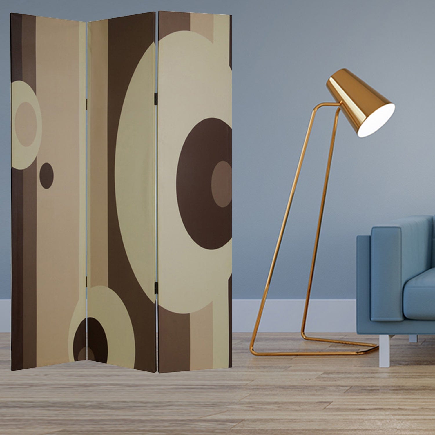 48" X 72" Multi Color Wood Canvas 3 Panel Screen - Homeroots - Flyclothing LLC