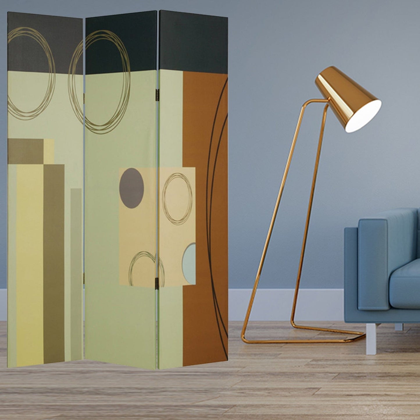 48" X 72" Multi Color Wood Canvas 3 Panel Screen - Homeroots - Flyclothing LLC