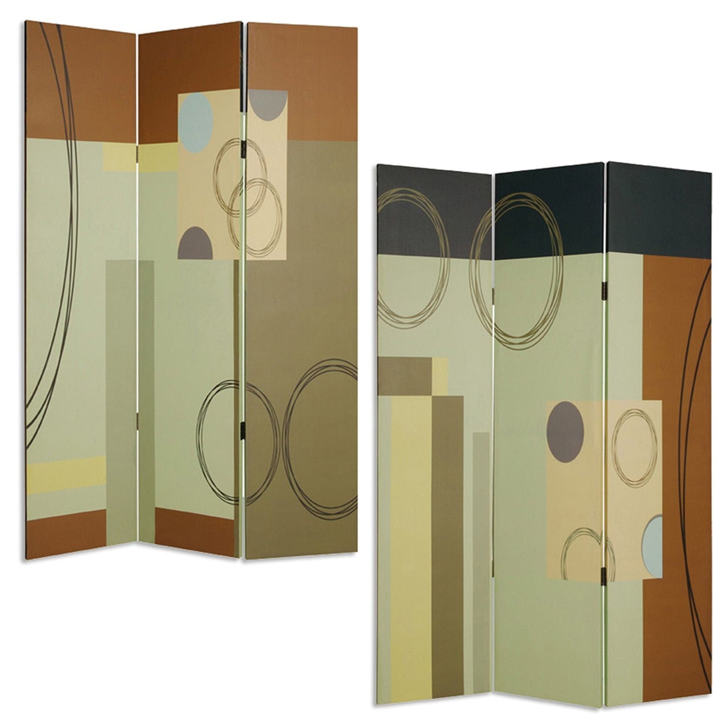 48" X 72" Multi Color Wood Canvas 3 Panel Screen - Homeroots - Flyclothing LLC