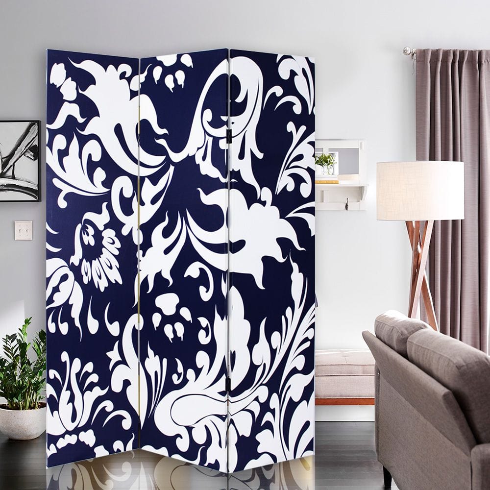 48" X 72" Multi Color Wood Canvas  3 Panel Screen - Homeroots