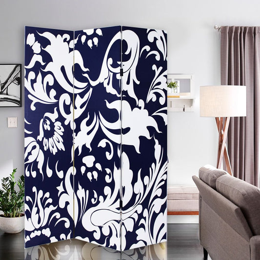 48" X 72" Multi Color Wood Canvas  3 Panel Screen - Homeroots