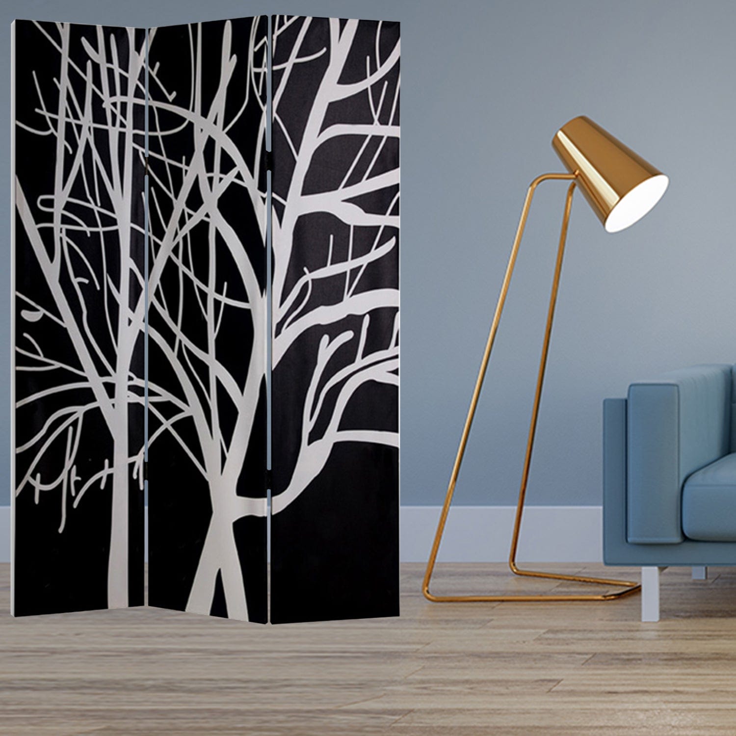 48" X 72" Multi Color Wood Canvas Tranquillity  Screen - Homeroots