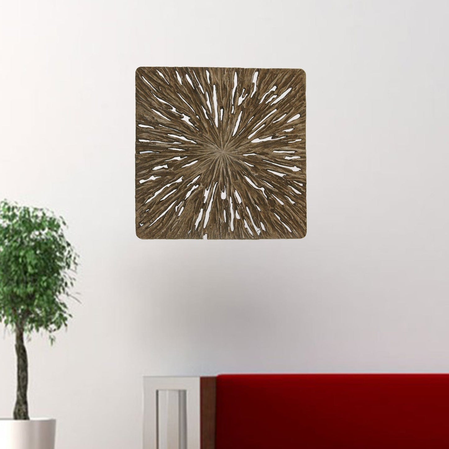 19" X 19" X 2" Brown Square Rotten Wood Wall Decor - Homeroots - Flyclothing LLC