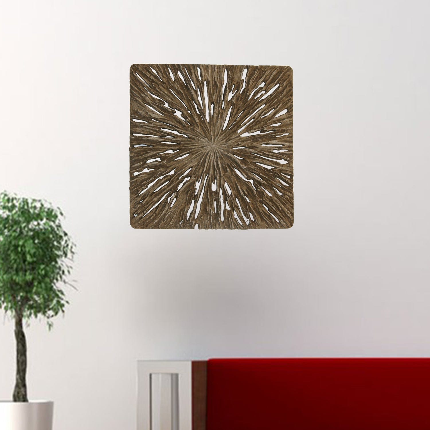 19" X 19" X 2" Brown Square Rotten Wood Wall Decor - Homeroots - Flyclothing LLC