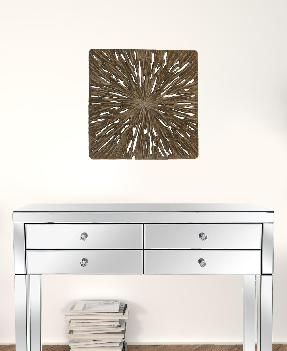 19" X 19" X 2" Brown Square Rotten Wood  Wall Decor - Homeroots