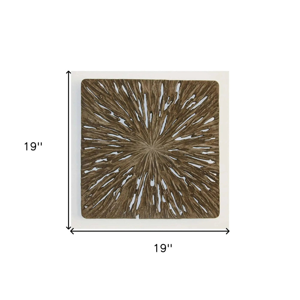 19" X 19" X 2" Brown Square Rotten Wood  Wall Decor - Homeroots