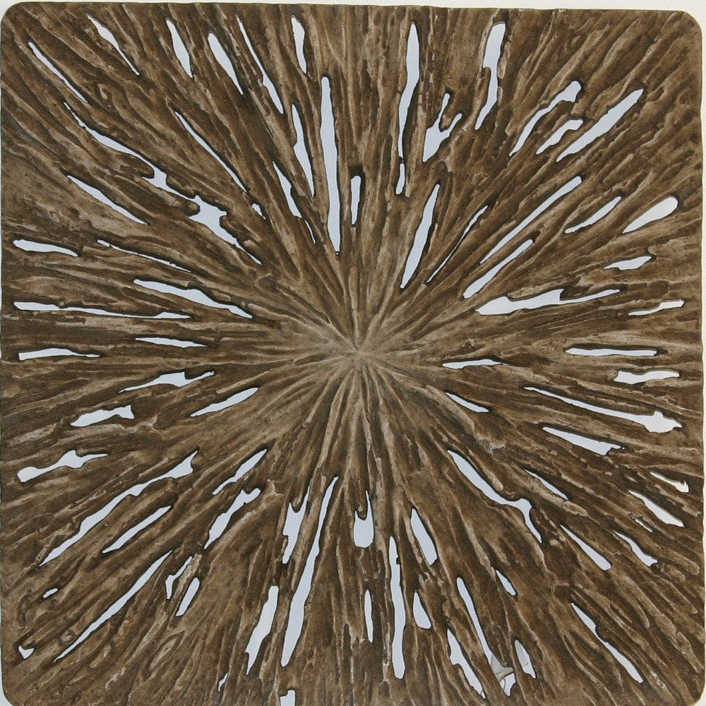 19" X 19" X 2" Brown Square Rotten Wood Wall Decor - Homeroots - Flyclothing LLC