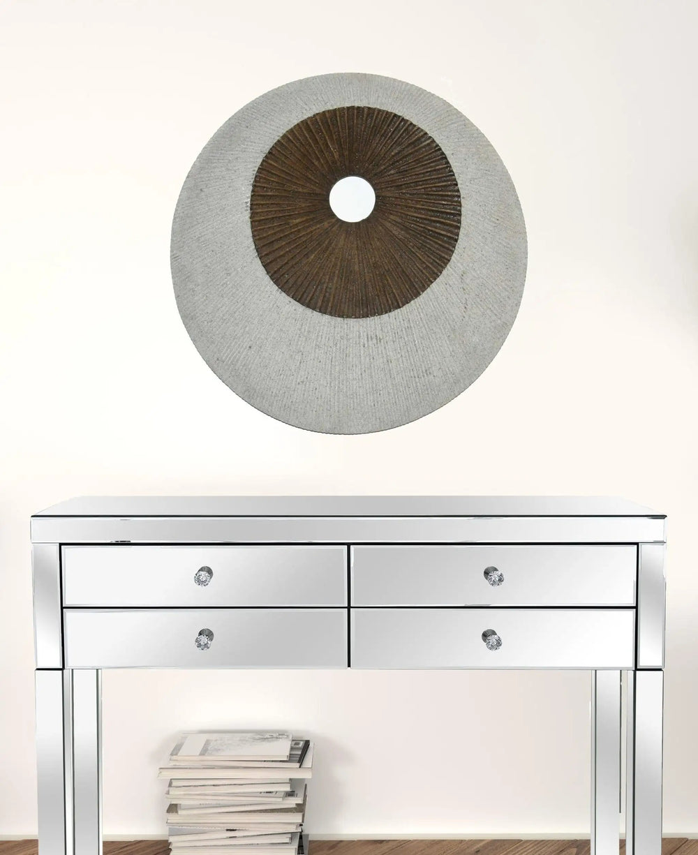 27" X 27" X 3" Brown & Gray Round Double Layer Ribbed Wall Decor - Homeroots - Flyclothing LLC