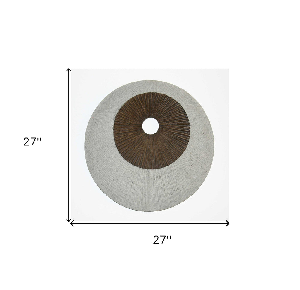 27" X 27" X 3" Brown & Gray Round Double Layer Ribbed Wall Decor - Homeroots - Flyclothing LLC