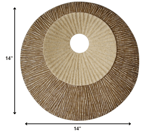 14" X 14" X 2" Brown Round Ribbed Wall Plaque - Homeroots - Flyclothing LLC