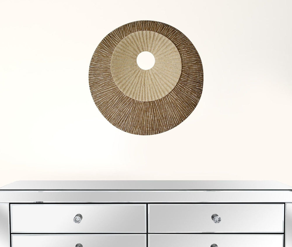 14" X 14" X 2" Brown Round Ribbed Wall Plaque - Homeroots - Flyclothing LLC