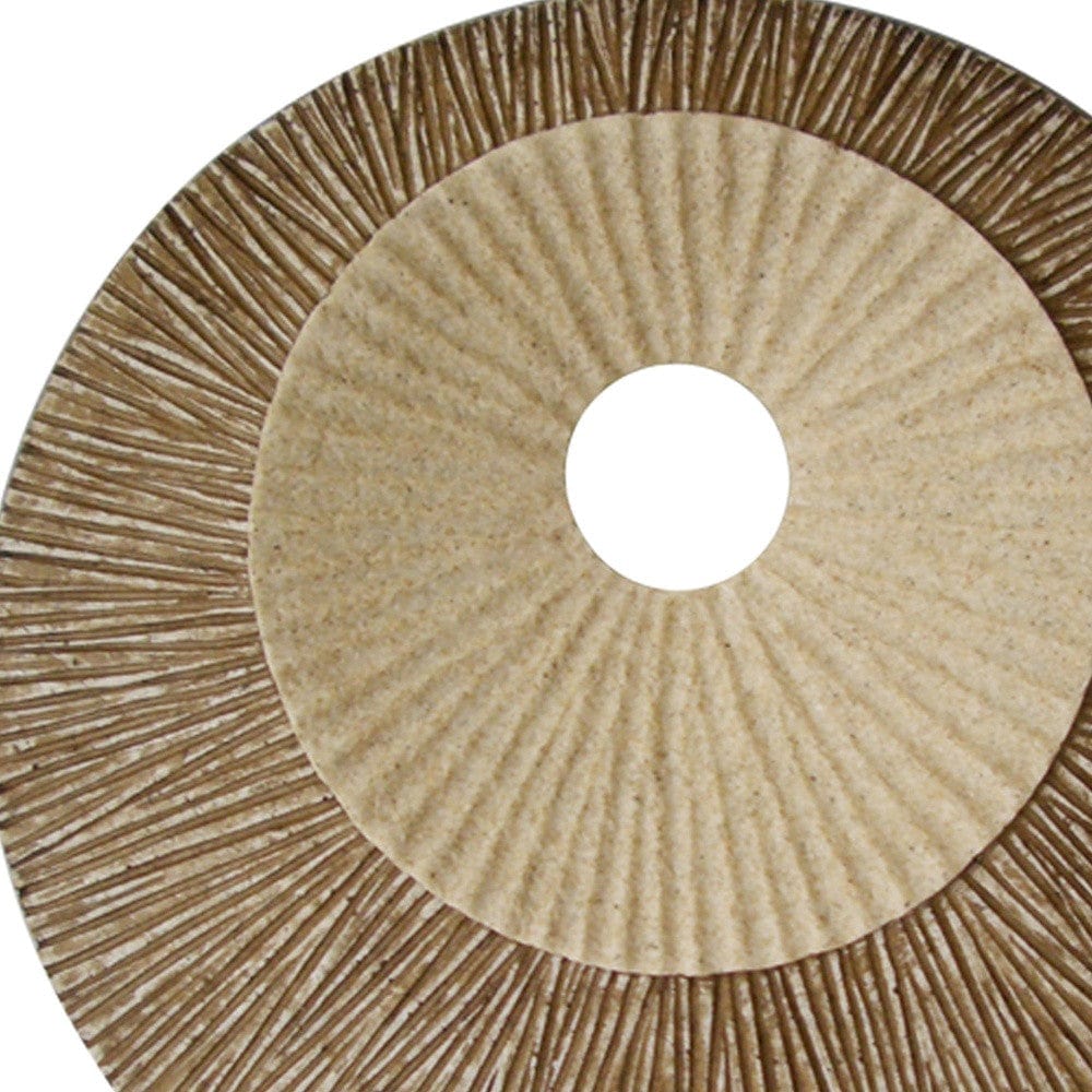 27" X 27"X 3" Brown Round Double Layer Ribbed Wall Plaque - Homeroots - Flyclothing LLC