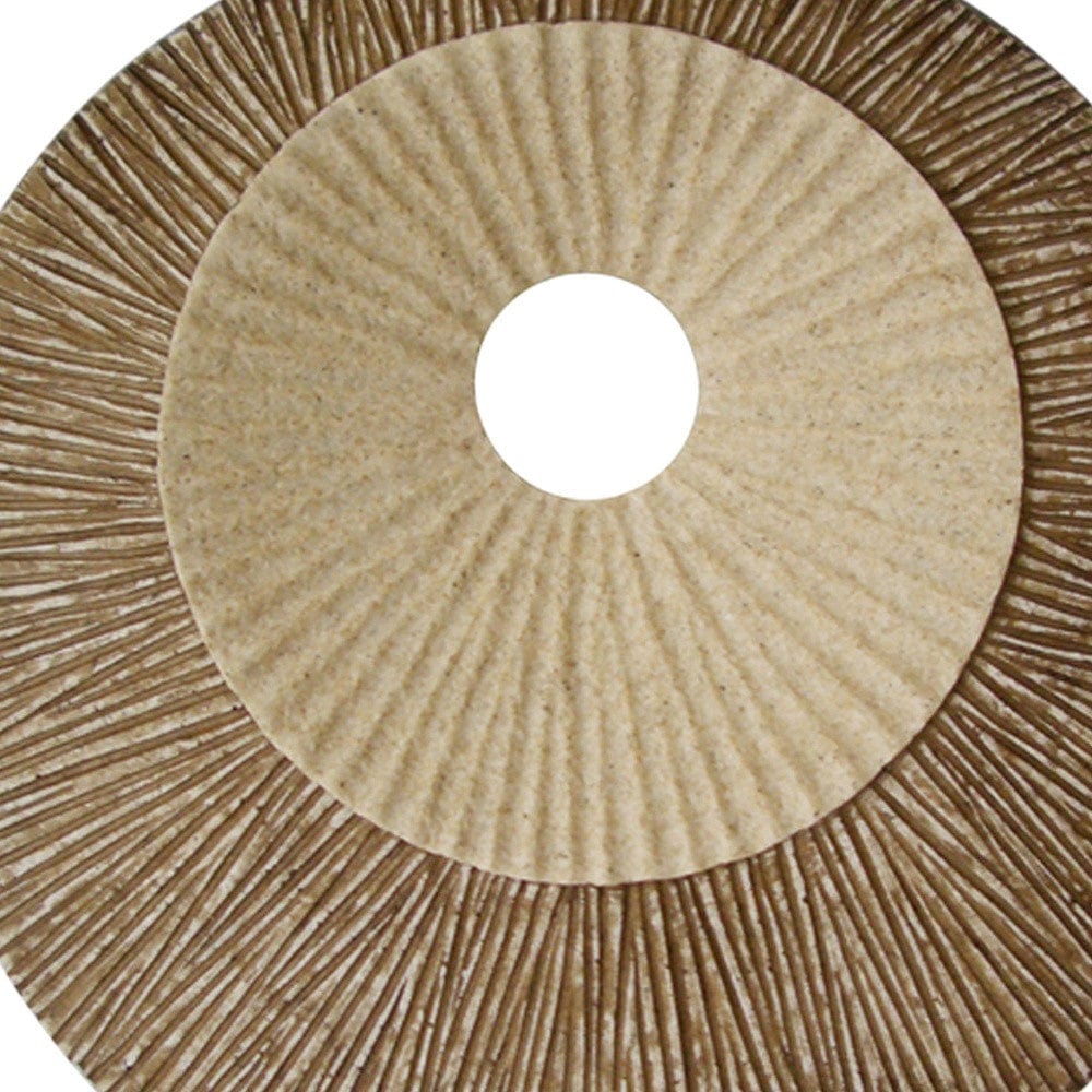 27" X 27"X 3" Brown Round Double Layer Ribbed Wall Plaque - Homeroots - Flyclothing LLC