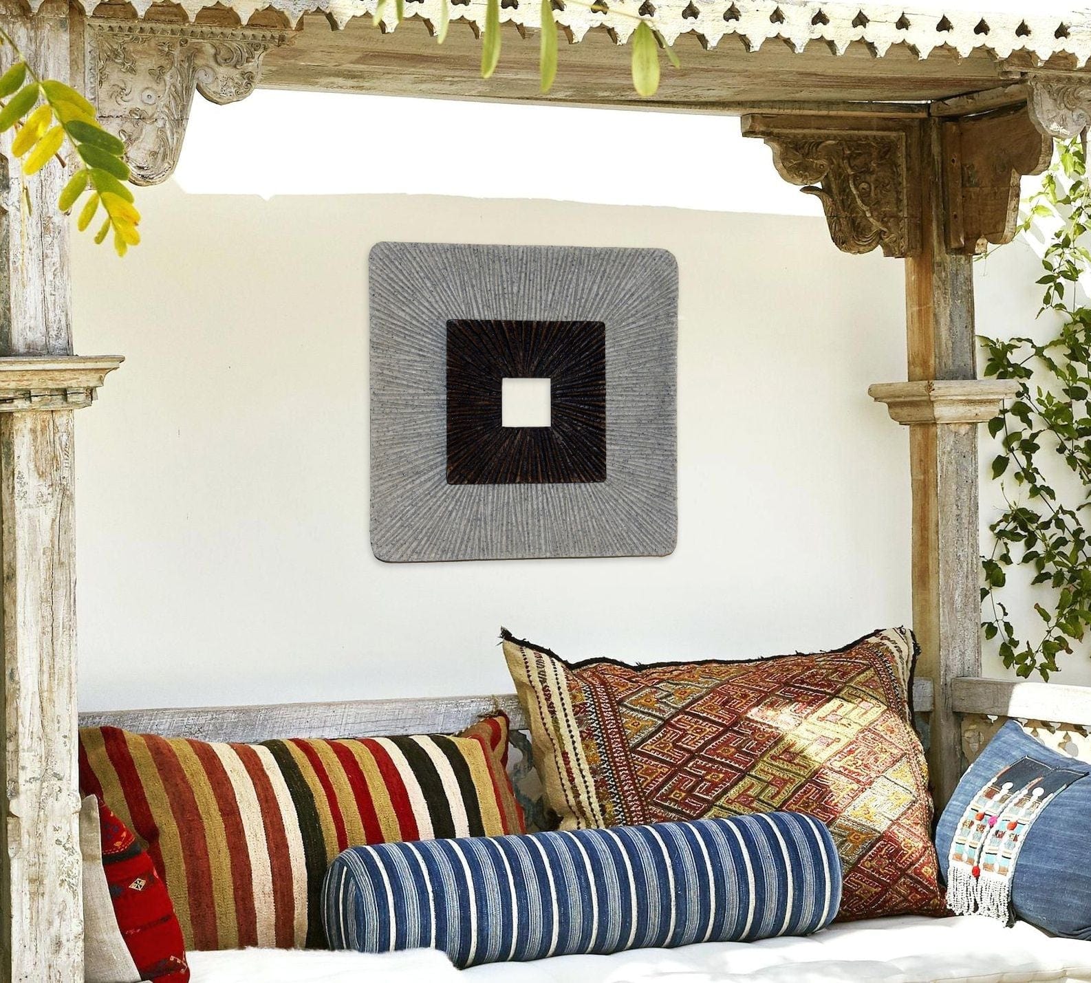 19" X 19" X 2.5" Modern Brown And Gray Ribbed Square Wall Art - Homeroots - Flyclothing LLC