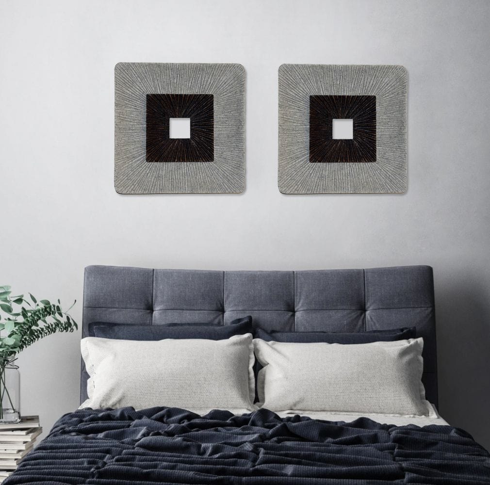 19" X 19" X 2.5" Modern Brown And Gray Ribbed Square Wall Art - Homeroots - Flyclothing LLC