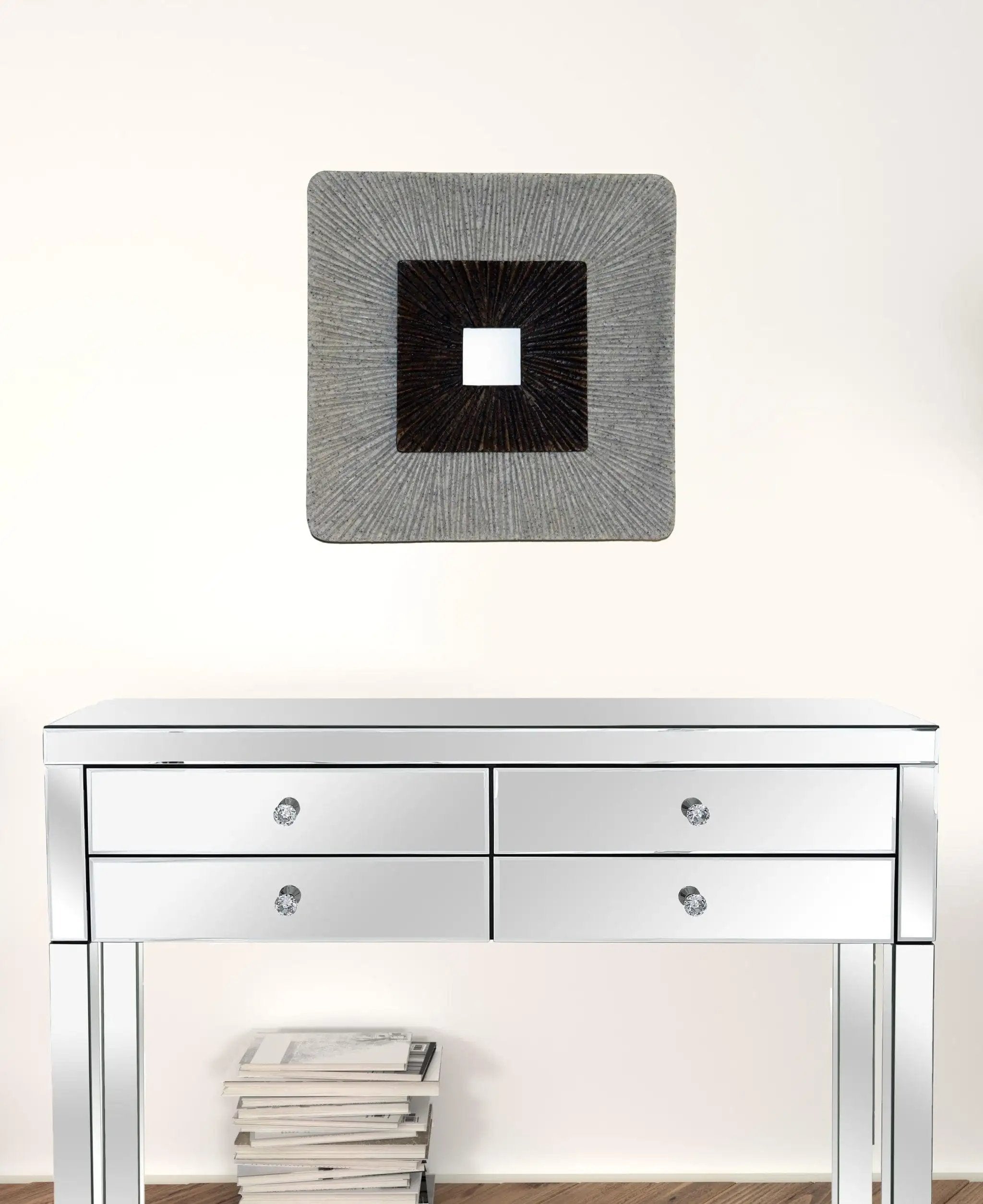 19" X 19" X 2.5" Modern Brown And Gray Ribbed Square Wall Art - Homeroots - Flyclothing LLC