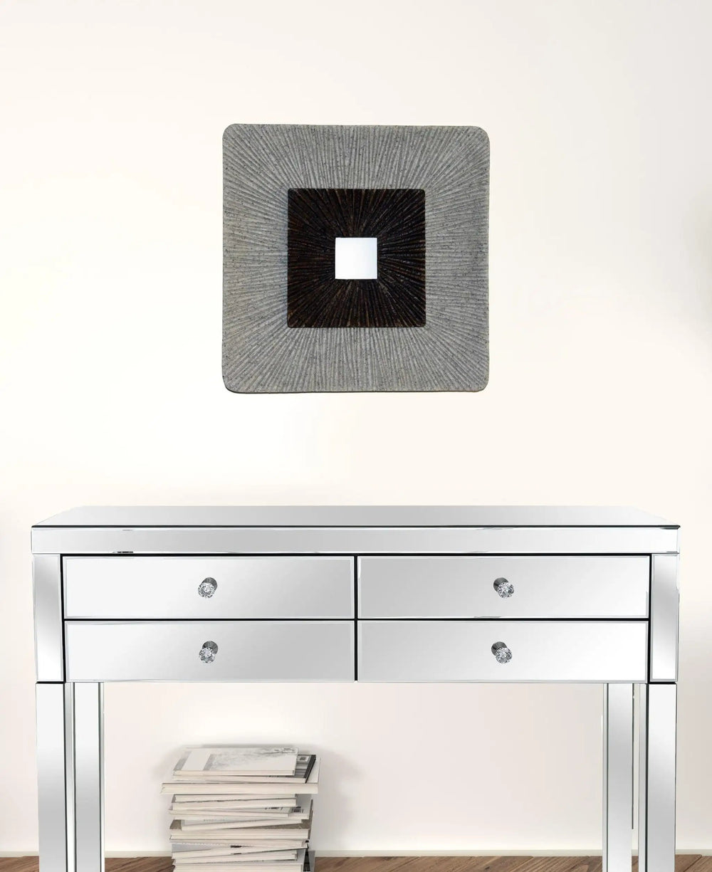 19" X 19" X 2.5" Modern Brown And Gray Ribbed Square Wall Art - Homeroots - Flyclothing LLC