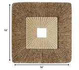 14" X 14" X 2" Brown Concave Square Double Layer Ribbed Wall Plaque Set Of 2 - Homeroots - Flyclothing LLC