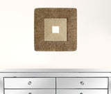 14" X 14" X 2" Brown Concave Square Double Layer Ribbed  Wall Plaque Set Of 2 - Homeroots