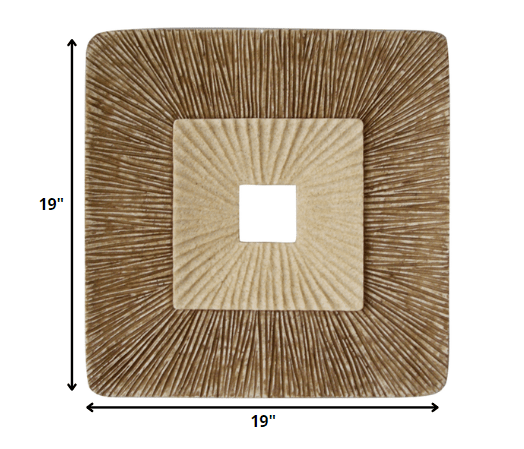 19" X 19" X 2.5" Brown Concave Square Double Layer Ribbed Wall Plaque - Homeroots - Flyclothing LLC